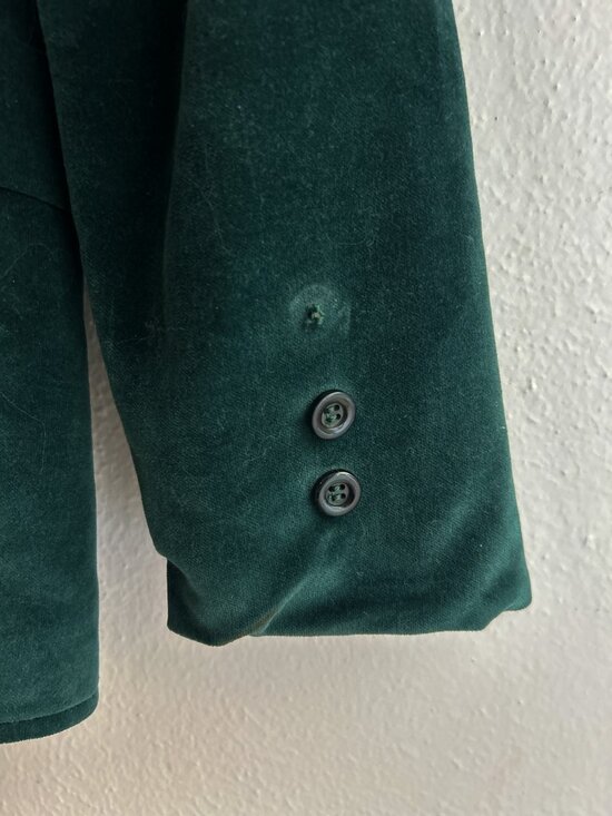 VINTAGE Deep Emerald Green Velvet Structured Blazer - Picture 7 of 7